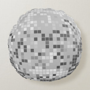 Silver Disco Boll Rund Kudde