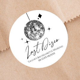 Silver Disco Boll Sista Disco Möhippa Fest Runt Klistermärke
