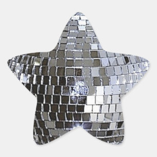 Silver Disco Boll Stjärnformat Klistermärke