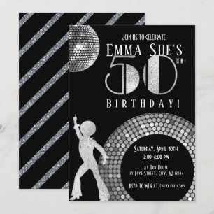 Silver Disco Boll Studio 54 Party 50:e födelsedage Inbjudningar