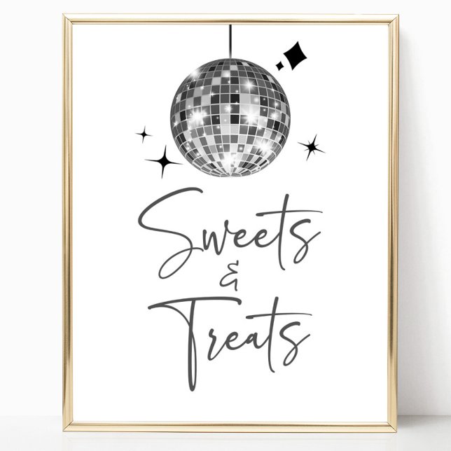 Silver Disco Boll Sweets and Treats Party Sign Poster (Skapare uppladdad)
