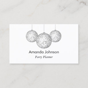 Silver Disco Bollar Party Planner Anpassningsbar Visitkort