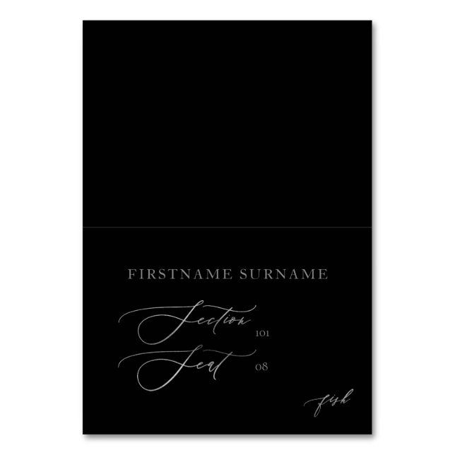 Silver DIY-mappat enskilt Bröllop-platskort Bordsnummer (Framsidan)