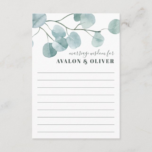 Silver-dollar Eucalyptus Bröllop Giftermål Rådkort (Framsida)