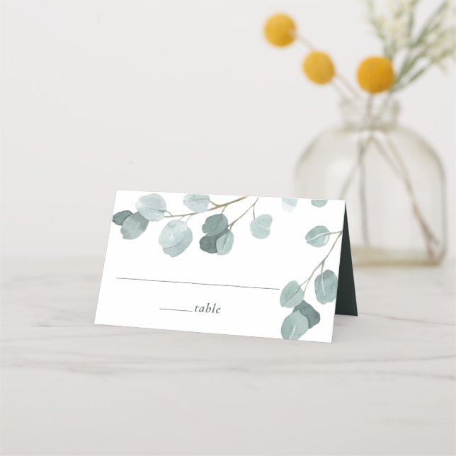 Silver-dollar Eucalyptus Bröllop Placeringskort (Framsida)