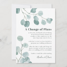 Silver-dollar Eucalyptus Bröllop postponement Inbjudningar