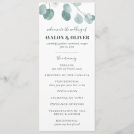 Silver-dollar Eucalyptus Bröllop Program
