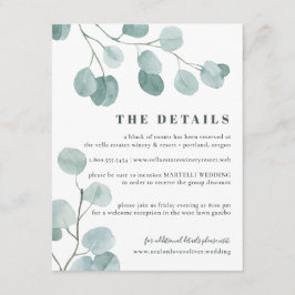 Silver-dollar Eucalyptus Bröllop Tilläggskort