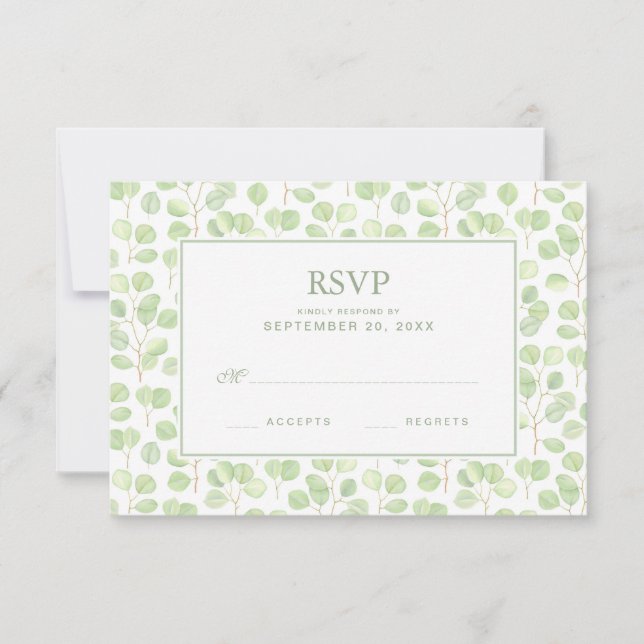 Silver-dollar Eucalyptus & Grenar - Bröllop OSA Kort (Framsida)