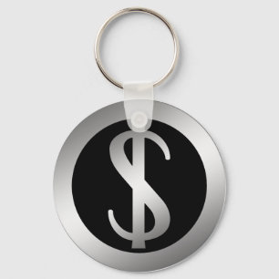 SILVER DOLLAR SIGN NYCKELRING