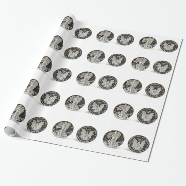 Silver Dollar Wrapping Papprare Presentpapper (Utrullad)
