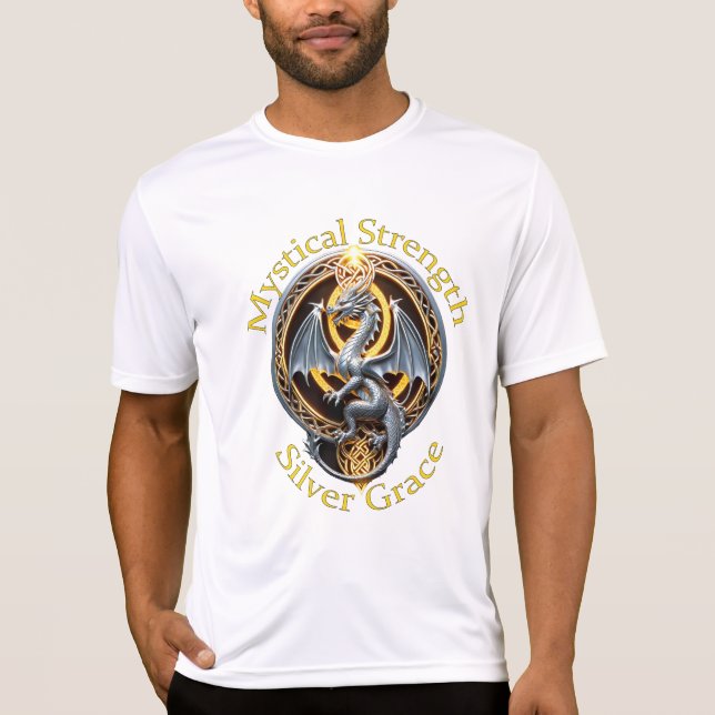 Silver Dragon Mystical Strength Silver Grace T Shirt (Framsida)