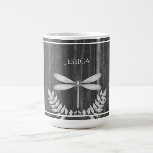 Silver Dragonfly Rustic Personlig Coffee Mugg (Center)