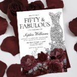 Silver Dress Burgundy Ro 50:e Födelsedagsfesten Inbjudningar<br><div class="desc">Silver Dress Burgundy Ro 50:e Födelsedagsfest inbjudan Se matchande samling i Niche and Nest Store Tack</div>