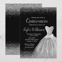 Silver Dress Faux Glitter Quinceanera