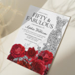 Silver Dress Gown Röd ros 50:e Födelsedagsfesten Inbjudningar<br><div class="desc">Silver Dress Gown Röd ros 50:e Födelsedagsfesten - 50:e och Fabulous-inbjudan Se matchningssamling i Niche and Nest Store,  tack</div>