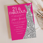 Silver Dress Rosa 21 & Fabulous 21 Birthday Inbjudningar<br><div class="desc">Silver Dress Rosa 21 och Fabulous 21:a födelsedagsinbjudan Variationer till inbjudan och matchande artiklar i vår butik</div>