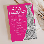 Silver Dress Rosa 40 & Fabulous 40:e födelsedagen Inbjudningar<br><div class="desc">Silver Dress Rosa 40 & Fabulous 40:e födelsedagsinbjudan Variationer till inbjudan och matchande artiklar i vår butik</div>