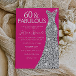 Silver Dress Rosa 60 & Fabulous 60:e födelsedagen Inbjudningar<br><div class="desc">Silver Dress Rosa 60 & Fabulous 60:e födelsedagsinbjudan Variationer till inbjudan och matchande artiklar i vår butik</div>