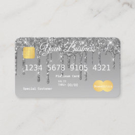 Silver Drip Glitter-look Kredit Card Visitkort