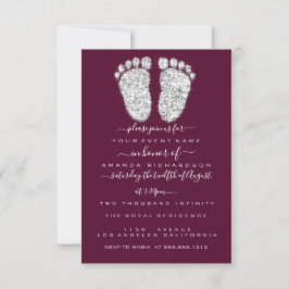 Silver-drivrutiner Burgundy Pojke Shower Feet Inbjudningar