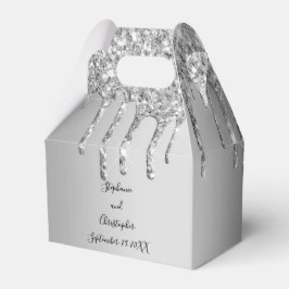 Silver droppande glitter Glitterdroppar Bröllop Presentaskar