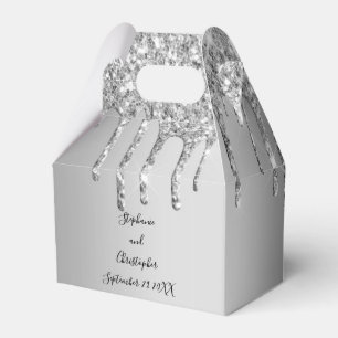 Silver droppande glitter Glitterdroppar Bröllop Presentaskar