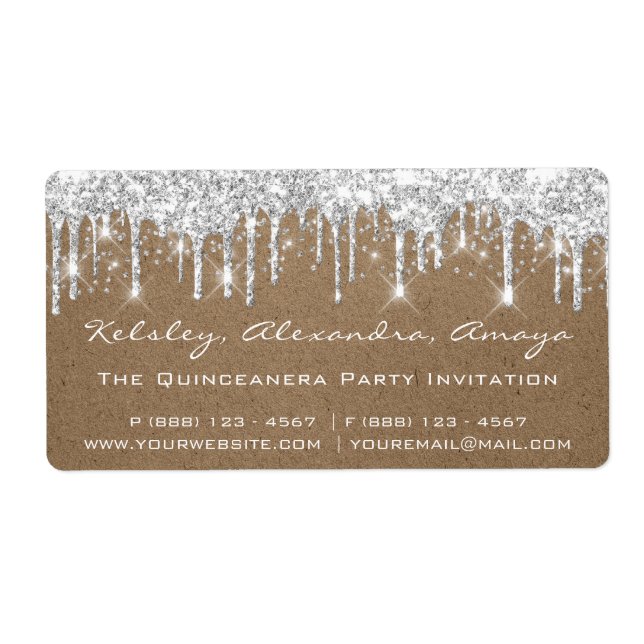 Silver-droppkonfetti-Möhippa Söt 16:e Pappra Kraft Fraktsedel (Framsidan)