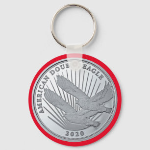 SILVER DUBBEL ÖRN MYNTA NYCKELRING