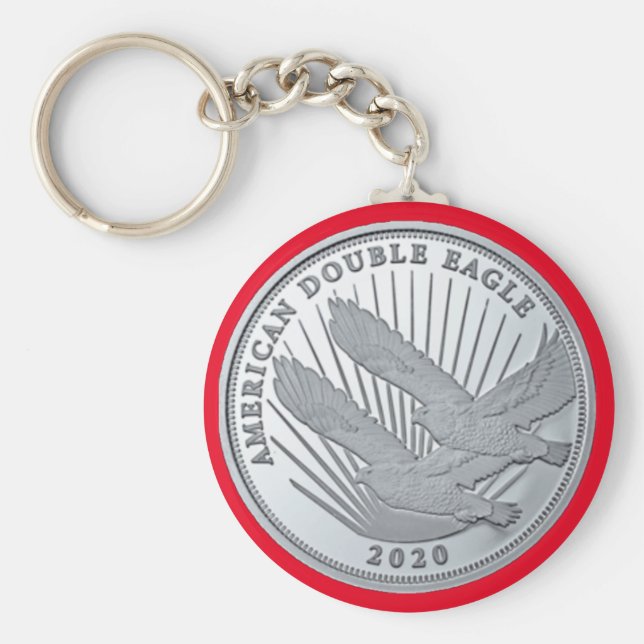 SILVER DUBBEL ÖRN MYNTA NYCKELRING (Framsidan)