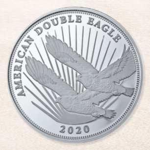 SILVER DUBBLA EGENSKAP COIN UNDERLÄGG PAPPER RUND