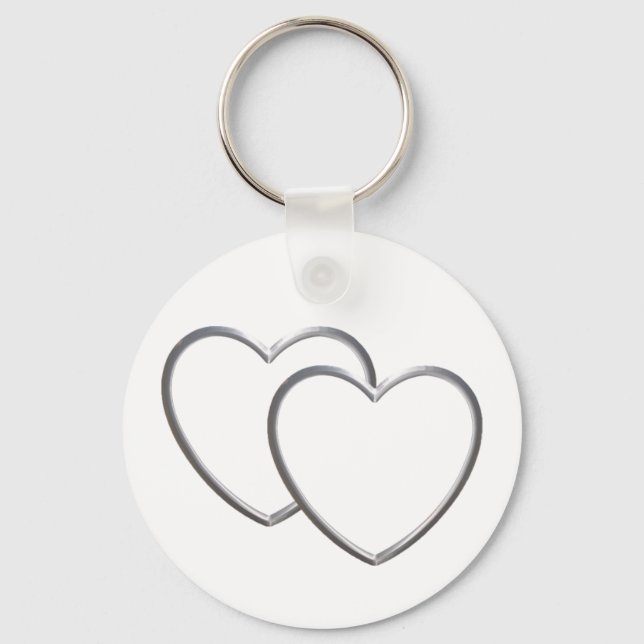 Silver Dubbla Hearts Nyckelring (Framsida)