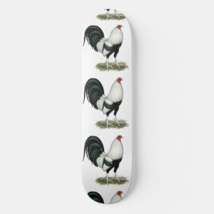 Silver Duckwing Gamecock Old School Skateboard Bräda 18 Cm