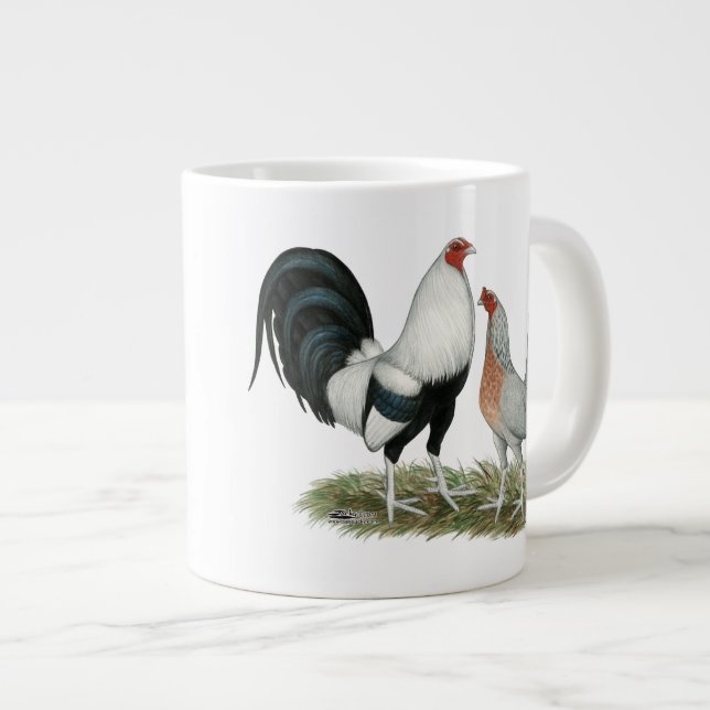 Silver Duckwing Gamefowl Jumbo Mugg (Framsida höger)
