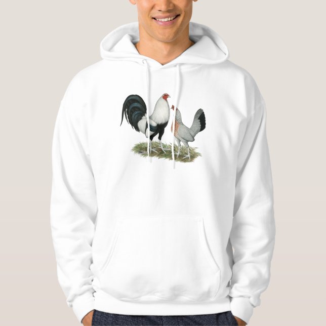 Silver Duckwing Gamefowl Sweatshirt Med Luva (Framsida)