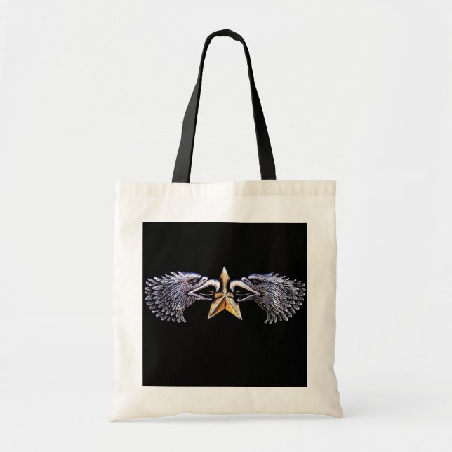Silver Eagles med Guld Star Tote Bag Tygkasse (Framsidan)