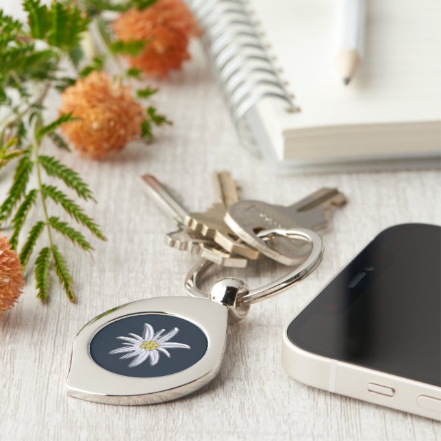 Silver Edelweiss Swirl Silverfärgad Nyckelring (Sidan)