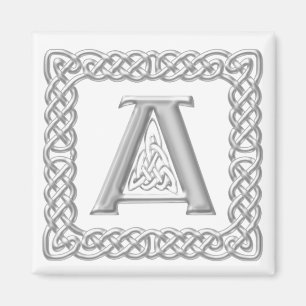Silver Effekt Celtic Knot Monogram Brev A Magnet