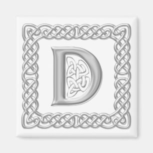 Silver Effekt Celtic Knot Monogram Brev D Magnet
