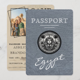 Silver Egypt Passport Wedding Save the Date Spara Datumet