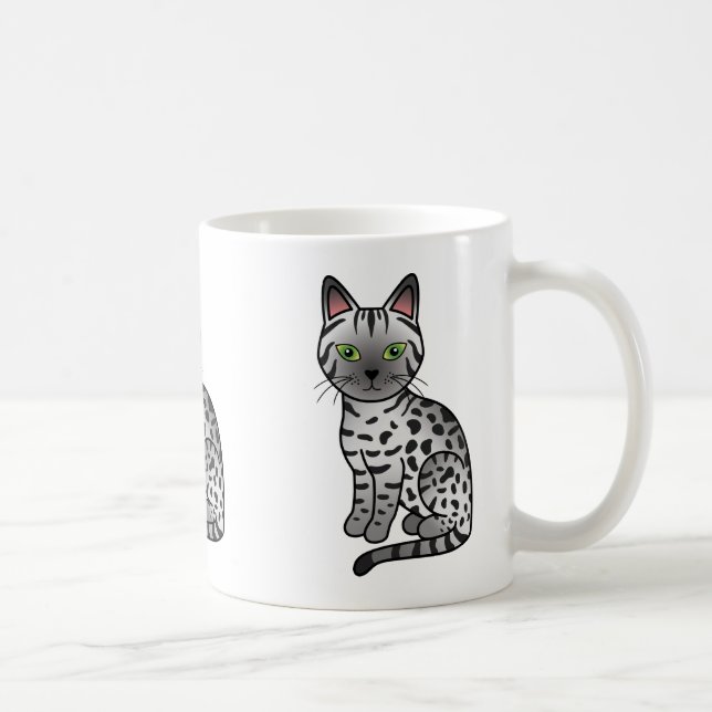 Silver egyptisk Mau katt illustration Kaffemugg (Höger)
