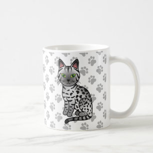 Silver Egyptisk Mau Söt Tecknad Katt Illustration Kaffemugg