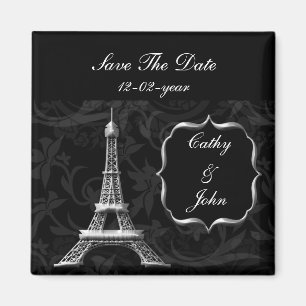 silver Eiffel Torn Fransk bröllop spara datum Magnet