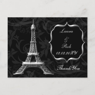silver Eiffel torn Fransk Tack Vykort
