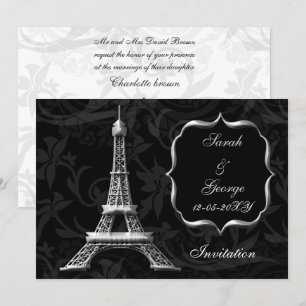silver eiffel torn Paris bröllopsinbjudan Inbjudningar