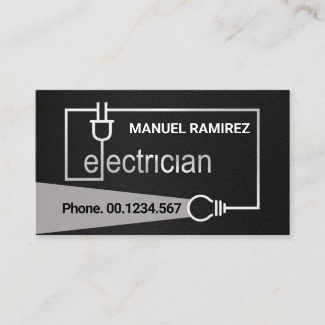 Silver Electrician Wiring Light Beam Visitkort (Framsida)