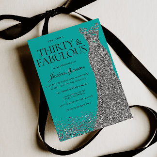 Silver Elegance 30 & Fabulous! 30th Birthday Inbjudningar