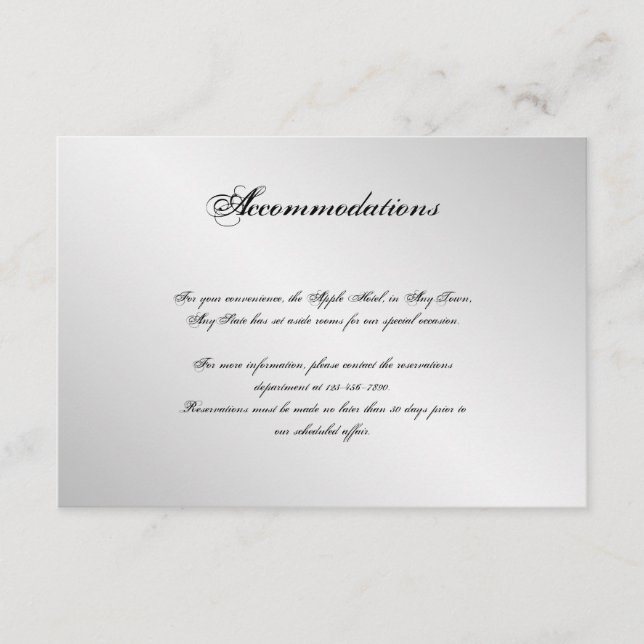 Silver Elegance Bröllop Infoga Tilläggskort (Framsida)