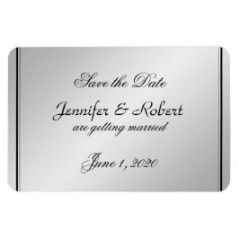 Silver Elegance Bröllop spara datum Magnet