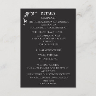 Silver Elegance Collection Wedding Details Card Tilläggskort